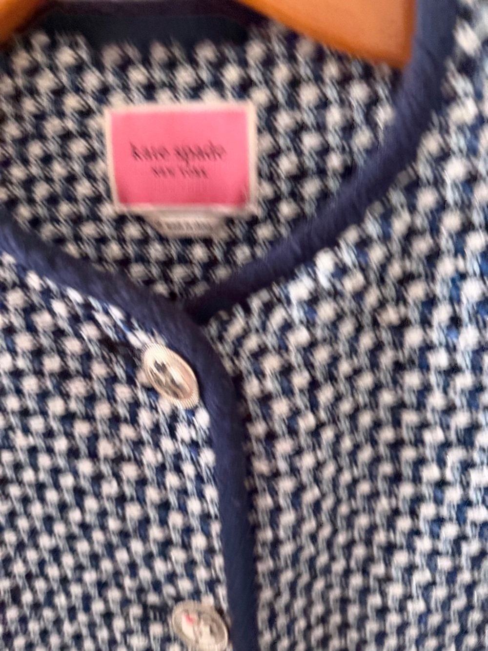 kate spade navy and white tweed blazer - Picture 7 of 14